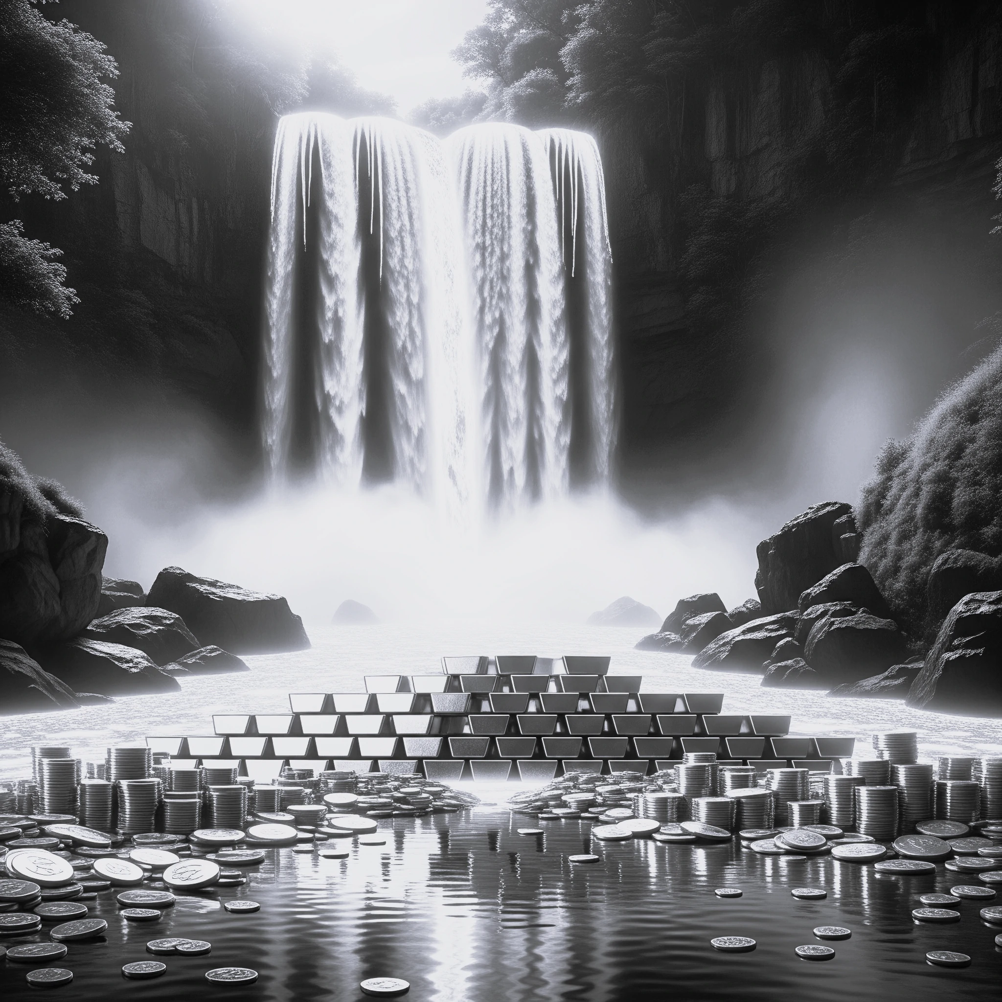 Cascade d'eau puissante dans un paysage rocheux — DB France Invest, investissement patrimonial