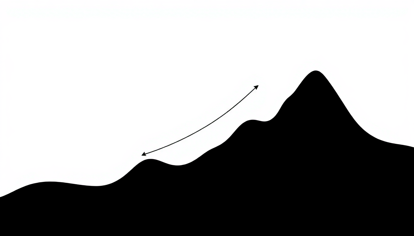 Silhouette de montagne avec flèche ascendante - DB France Invest, stratégie patrimoniale