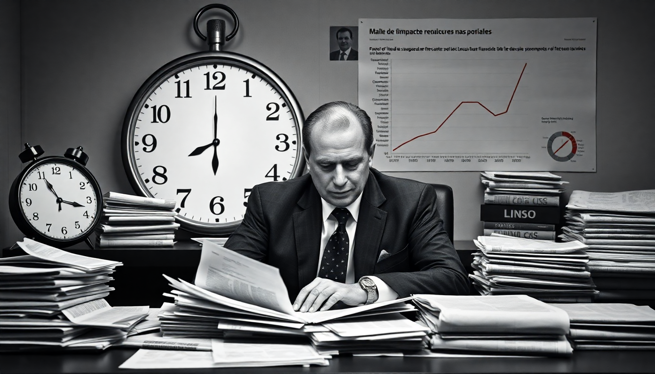 Homme d'affaires concentré dans un bureau encombré — DB France Invest, gestion du temps